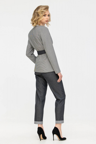 Костюм брючный жакет и джинсы свободного кроя Domna 16068 черный - фото 4