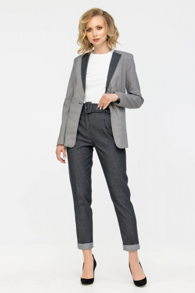 Костюм брючный жакет и джинсы свободного кроя Domna 16068 черный - фото 3
