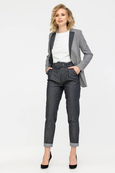 Костюм брючный жакет и джинсы свободного кроя Domna 16068 черный - фото 2