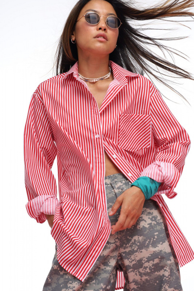 Рубашка из текстиля и хлопка в летнем стиле BURO 1318 - фото 1