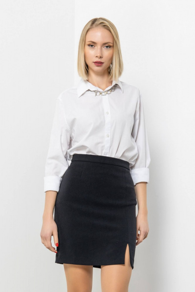 Мини юбка карандаш с разрезом в демисезонном стиле Domna 71115 черный(164) - фото 1