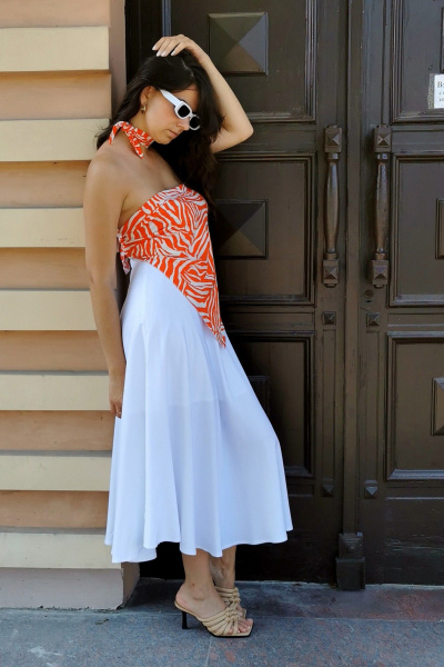 Белая вискозная миди-юбка с подкладкой и застежкой ERTANNO 2050 белый - фото 1