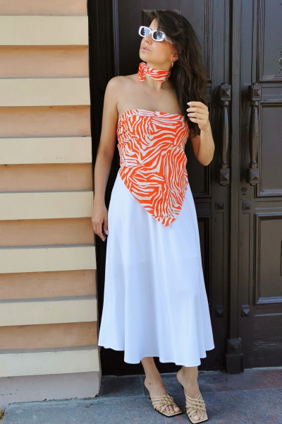 Белая вискозная миди-юбка с подкладкой и застежкой ERTANNO 2050 белый - фото 7