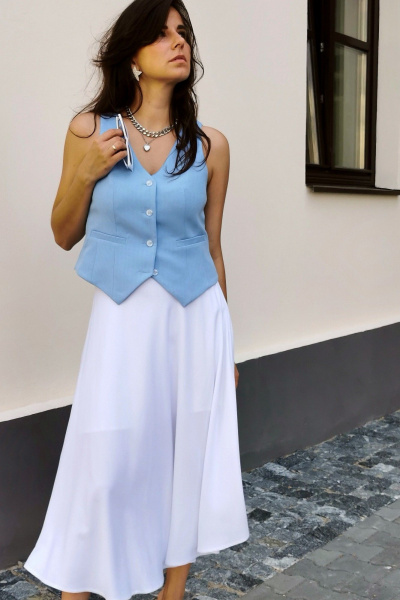 Белая вискозная миди-юбка с подкладкой и застежкой ERTANNO 2050 белый - фото 5