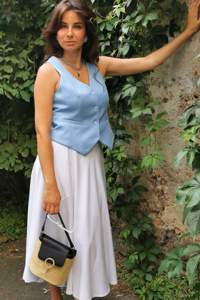 Белая вискозная миди-юбка с подкладкой и застежкой ERTANNO 2050 белый - фото 4