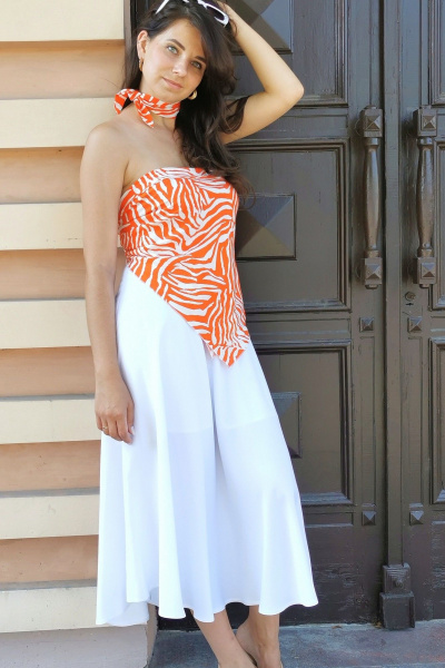 Белая вискозная миди-юбка с подкладкой и застежкой ERTANNO 2050 белый - фото 2