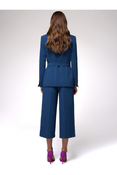 Деловой женский костюм двойка из текстиля с брюками-кильтами DEVITA 5016 морская волна - фото 9