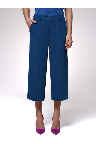 Деловой женский костюм двойка из текстиля с брюками-кильтами DEVITA 5016 морская волна - фото 7