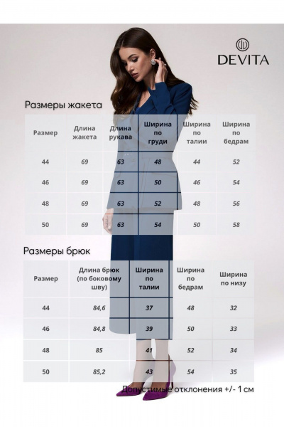 Костюм из жакета и кюлотов из текстиля в классическом стиле DEVITA 5016 синий - фото 10