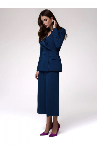 Костюм из жакета и кюлотов из текстиля в классическом стиле DEVITA 5016 синий - фото 2