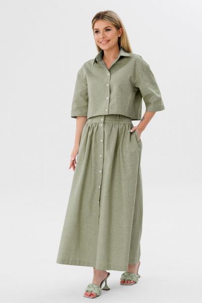 Рубашка, юбка Ambera Style 2071х хаки - фото 1