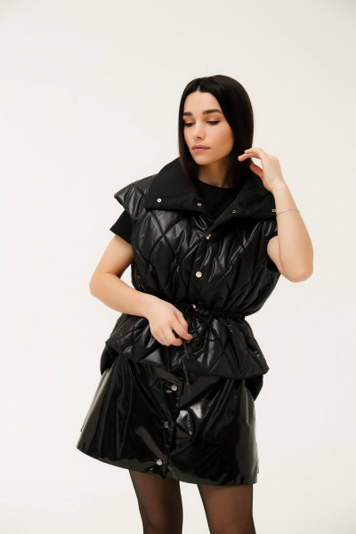 Черный жилет из текстиля для стильных образов MASHA SKORINA MS-VB-6-001 - фото 7