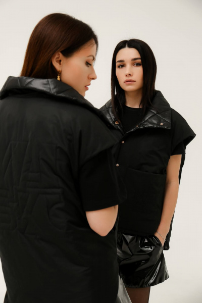 Черный жилет из текстиля для стильных образов MASHA SKORINA MS-VB-6-001 - фото 5