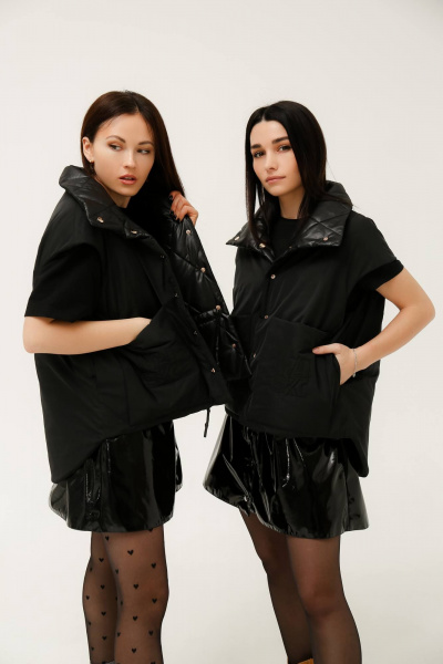 Черный жилет из текстиля для стильных образов MASHA SKORINA MS-VB-6-001 - фото 2