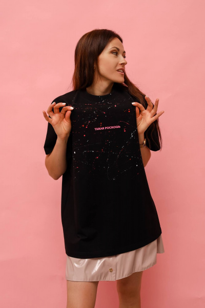 Трендовая футболка с ручной росписью и надписью MASHA SKORINA MS-T-8-001 - фото 8