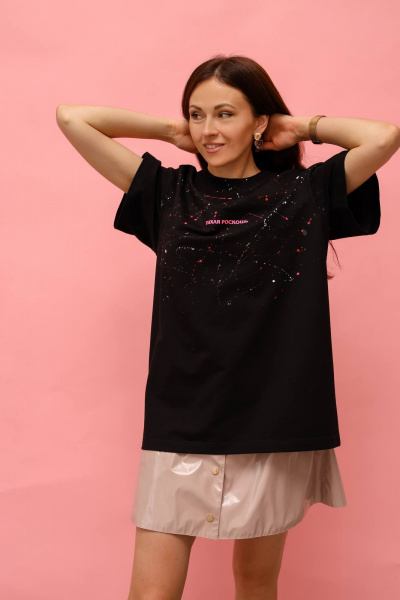 Трендовая футболка с ручной росписью и надписью MASHA SKORINA MS-T-8-001 - фото 1