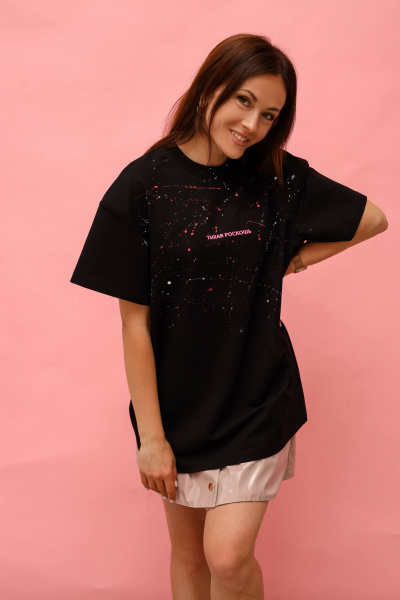 Трендовая футболка с ручной росписью и надписью MASHA SKORINA MS-T-8-001 - фото 6