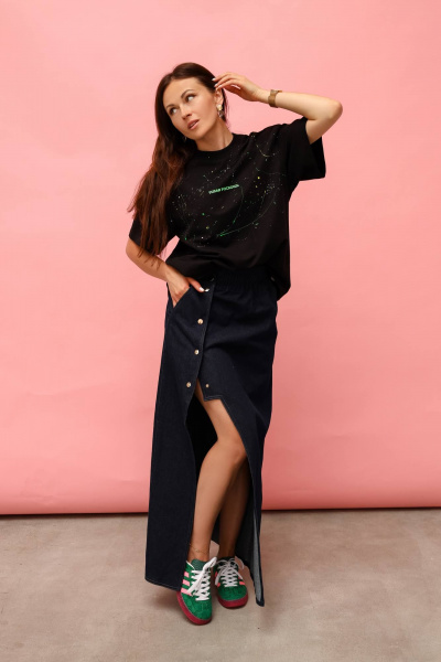 Футболка с ручной росписью и надписью в салатовых тонах MASHA SKORINA MS-T-8-002 - фото 5