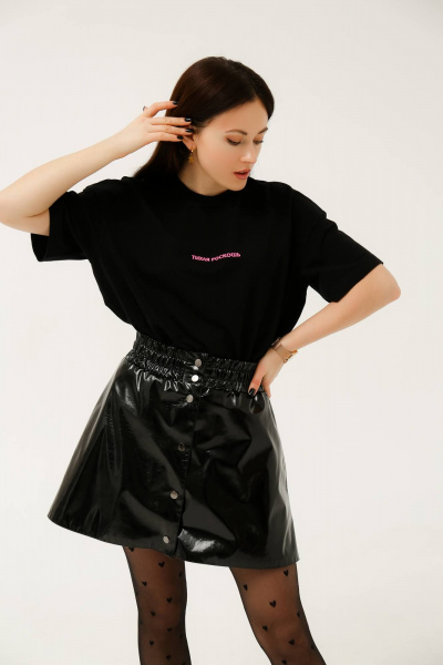 Мини-юбка из эко кожи с резинкой и трапециевидным кроем MASHA SKORINA MS-SL-3-002 - фото 1