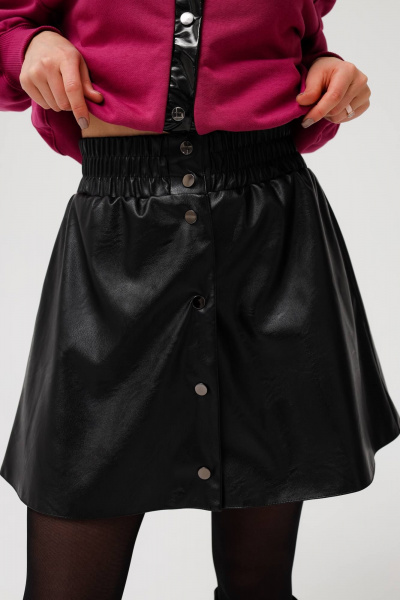 Мини-юбка из эко кожи с кнопками и классическим силуэтом MASHA SKORINA MS-SЕ-3-001 - фото 1