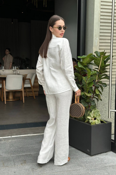 Брюки палаццо из льна прямого кроя для летних образов Garsonnier 120021.032 - фото 1