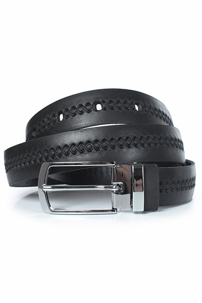 Круглогодичный кожаный ремень с пряжкой и тиснением Galanteya 15924.24с557к45 2р черный - фото 1