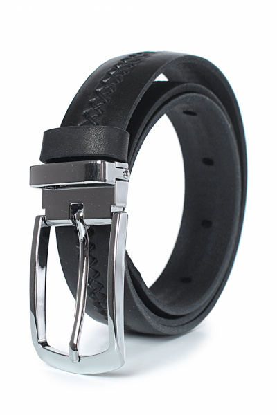 Круглогодичный кожаный ремень с пряжкой и тиснением Galanteya 15924.24с557к45 2р черный - фото 2