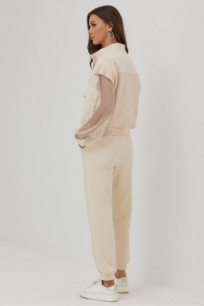 Бежевый костюм из трикотажа и хлопка с жакетом и брюками Lyushe 3854 - фото 8