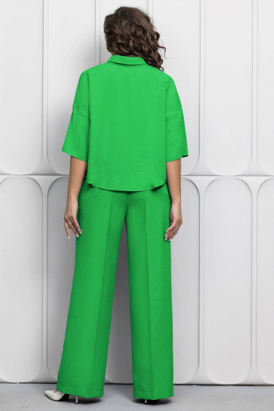 Мини костюм с блузой с завязками и свободными брюками Gold Style 2623 зеленая_трава - фото 5