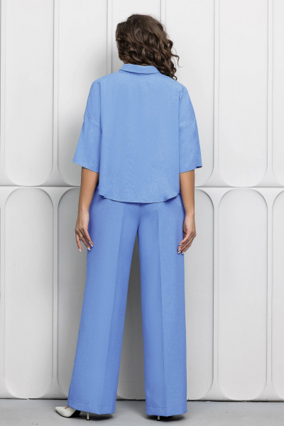Костюм из ткани с завязками и брюками на резинке Gold Style 2623 небесный - фото 9
