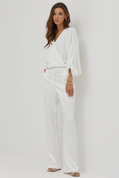 Блуза летучая мышь из струящейся ткани с складками Lyushe 3861 - фото 5