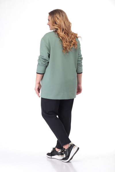 Спортивный костюм: оверсайз джемпер и зауженные брюки с принтом Кэтисбел 2467 зеленый-черный - фото 3