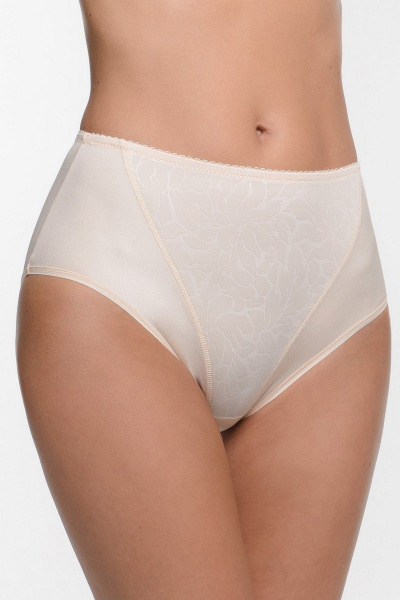 Высокие бежевые трусы из эластичного трикотажа с кружевом Milady 218 8.20 - фото 2