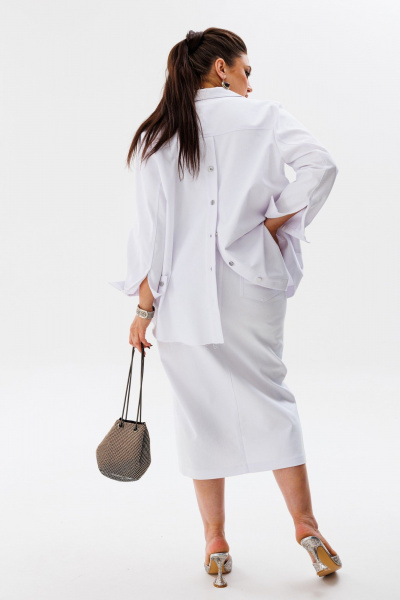 Рубашка из мягкого джинса с пуговицами и карманами Anelli 1466 лебедь - фото 7