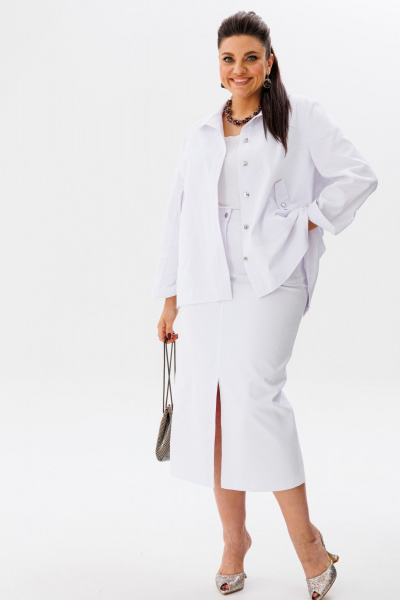 Рубашка из мягкого джинса с пуговицами и карманами Anelli 1466 лебедь - фото 3