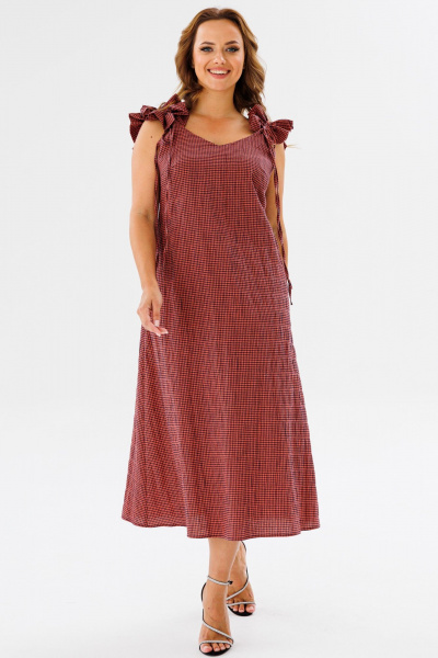 Летнее платье-сарафан из хлопковой ткани с рюшами и клеткой Angelina & Сo 1122 - фото 8
