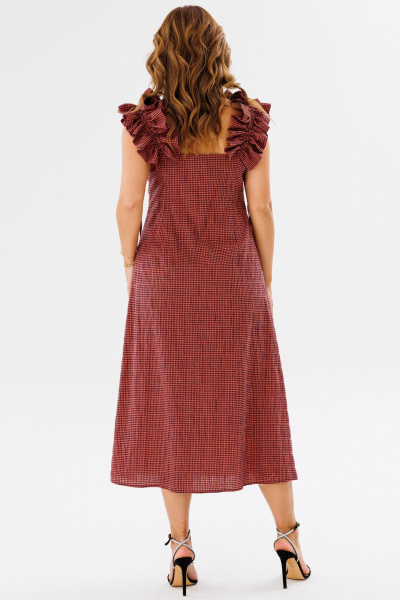 Летнее платье-сарафан из хлопковой ткани с рюшами и клеткой Angelina & Сo 1122 - фото 6