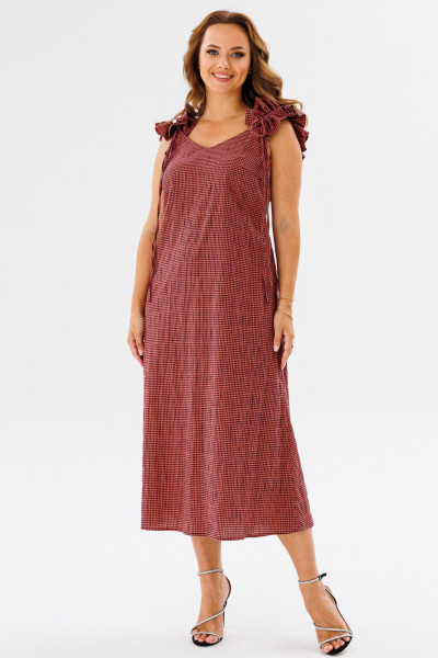 Летнее платье-сарафан из хлопковой ткани с рюшами и клеткой Angelina & Сo 1122 - фото 3