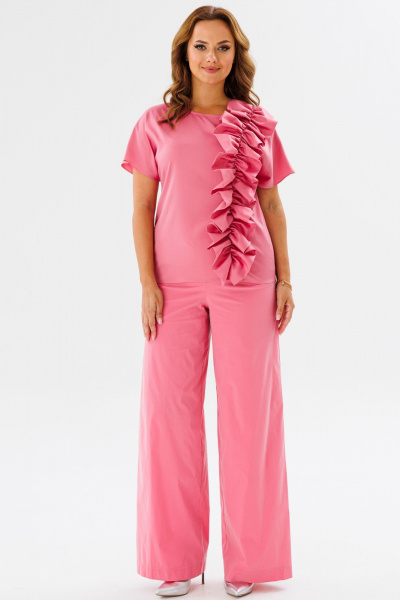 Летний комплект из блузы с рюшей и широких брюк-палаццо ANIDEN 1123 - фото 9