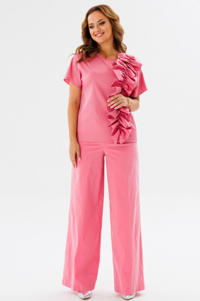 Летний комплект из блузы с рюшей и широких брюк-палаццо ANIDEN 1123 - фото 8