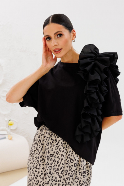 Блуза и юбка свободного силуэта с рюшей и поясом Ларс Стиль 936 - фото 2