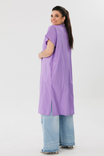 Туника асимметричного кроя из хлопка со разрезами Anelli 1383 гиацинт - фото 4