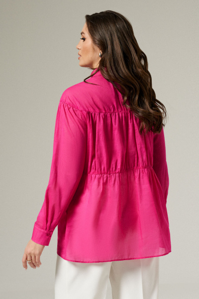 Блуза с пуговицами и сборками для повседневной носки Панда 183940w розовый - фото 6