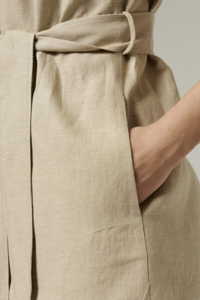 Жилет без рукавов из вискозы с поясом для повседневности Панда 185337w бежевый - фото 5