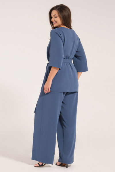 Костюм из шифона с широкими брюками палаццо и блузой Панда 68020w темно-голубой - фото 2