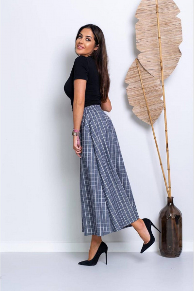 Юбка-брюки палаццо из вискозы с карманами для прогулок Nika.PL 0502401 серая_клетка - фото 3
