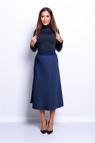 Стильная женская юбка Sigma из вискозы с резинкой поясом Nika.PL 05031102 темно-синий - фото 1