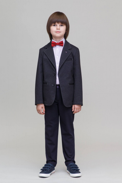 Стильный деловой пиджак из текстиля, коричневый, классика Pan-Mod 4502 серо-коричневый - фото 1