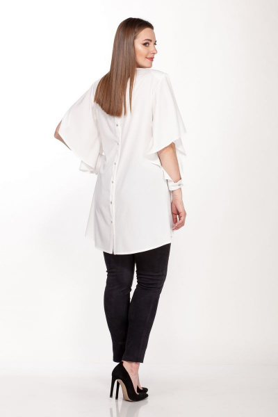 Демисезонный комплект блузка и брюки из текстиля с эластаном Belinga 2091 молоко - фото 4