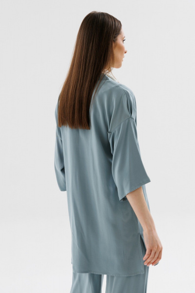 Блуза с V-образным вырезом и рукавом три четверти NikVa 563-2 серый - фото 8